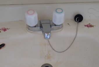 洗面台混合水栓取替/施工事例☆能登町